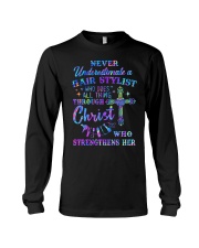 Never Underestimate a Hair Stylist Long Sleeve Tee tile