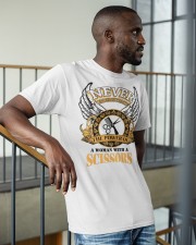 Never Underestimate Hairstylist Classic T-Shirt apparel-classic-tshirt-lifestyle-front-36