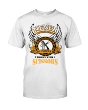 Never Underestimate Hairstylist Premium Fit Mens Tee tile