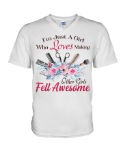 hair stylist T-shirt V-Neck T-Shirt tile