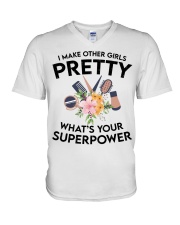 I make other girls pretty what's your superpower V-Neck T-Shirt tile