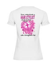 Never underestimate a Hair Stylist Premium Fit Ladies Tee tile