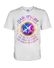 Hair Stylist the soul of an Angel V-Neck T-Shirt tile