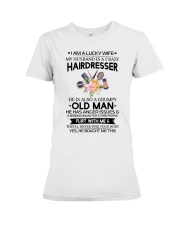 My Husband is a crazy Hairdresser Premium Fit Ladies Tee tile