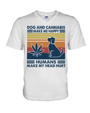 Dog Love Humans Make My Head Hurt V-Neck T-Shirt tile