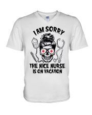 I Am Sorry The Nice Nurse In On Vacation V-Neck T-Shirt tile