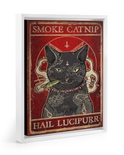 Smoke Catnip Hail Lucipurr Floating Framed Canvas Prints White tile