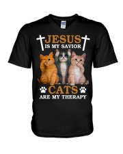 Cats Are My Therapy V-Neck T-Shirt tile