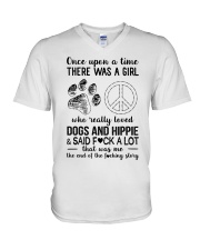 A Girl Really Loved Dogs And Hippie V-Neck T-Shirt tile