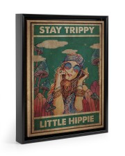 Stay Trippy Little Hippie Floating Framed Canvas Prints Black tile