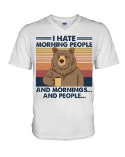 I Hate Morning People And Morning And People V-Neck T-Shirt tile