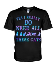 Yes I Really Do Need All These Cats V-Neck T-Shirt tile