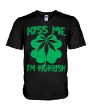 Kiss Me I'm Highrish V-Neck T-Shirt tile