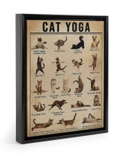Cat Yoga Floating Framed Canvas Prints Black tile