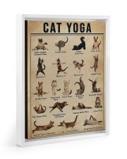 Cat Yoga Floating Framed Canvas Prints White tile
