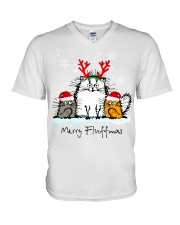 Cats Merry Fluffmas V-Neck T-Shirt tile