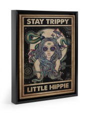 Stay Trippy Little Hippie Floating Framed Canvas Prints Black tile