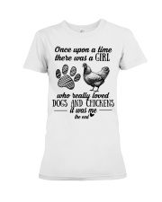 A Girl Who Really Loved Dogs And Chickens Premium Fit Ladies Tee tile