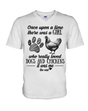 A Girl Who Really Loved Dogs And Chickens V-Neck T-Shirt tile