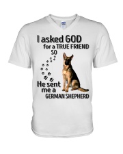 God Sent Me A German Shepherd V-Neck T-Shirt tile
