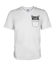 Cat In Pocket V-Neck T-Shirt tile