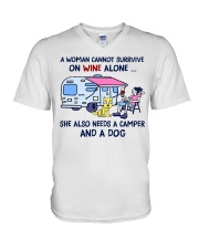 She Also Needs A Camper And A Dog V-Neck T-Shirt tile