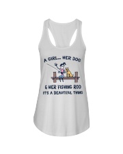 Her Dog And Rishing Rod It's Is Beautiful Thing Ladies Flowy Tank tile