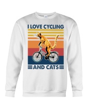 I Love Cycling And Cats Crewneck Sweatshirt tile