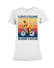 I Love Cycling And Cats Premium Fit Ladies Tee tile