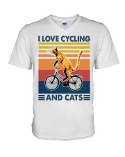I Love Cycling And Cats V-Neck T-Shirt tile