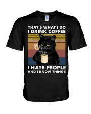 That's What I Do I Drink Coffee I Hate People V-Neck T-Shirt tile