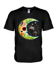 Cat Moon V-Neck T-Shirt tile