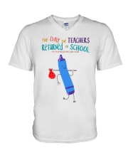 The Day The Teachers Backed To School Style 2 V-Neck T-Shirt tile