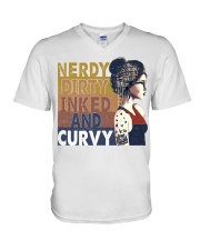Nerdy Dirty Inked And Curvy V-Neck T-Shirt tile
