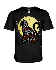 Black Cat Baby Fat V-Neck T-Shirt tile
