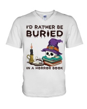 I'd Rather Be Buried In A Horror Book V-Neck T-Shirt tile