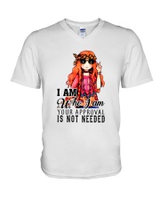 I Am Who I Am Your Approval Is Not Needed V-Neck T-Shirt tile