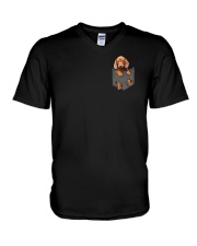 Dachshund Pocket V-Neck T-Shirt tile