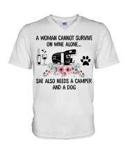 A Woman Also Needs A Camper And A Dog V-Neck T-Shirt tile