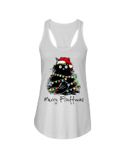 Black Cat Merry Fluffmas Ladies Flowy Tank tile