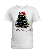 Black Cat Merry Fluffmas Ladies T-Shirt tile