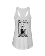 I Pet Cats I Hate People And I Know Things Ladies Flowy Tank tile