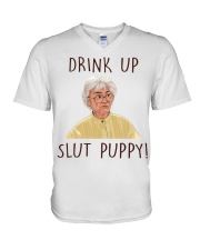 Drink up slut puppy Shirt V-Neck T-Shirt tile