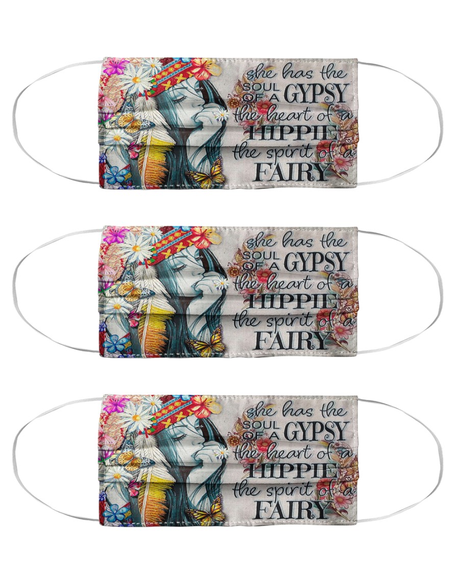 She has the soul of a gypsy the heart of a hippie Cloth Face Mask - 3 Pack