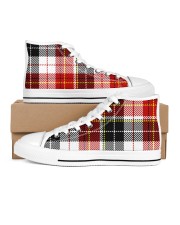 Thread Checked Pattern Men's High Top White Shoes tile