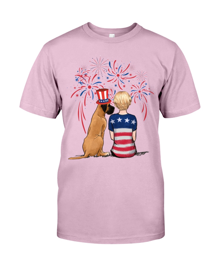 Fawn Great Dane Short Blonde Hair Woman 4th July Classic T-Shirt