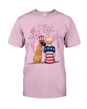 Fawn Great Dane Short Blonde Hair Woman 4th July Classic T-Shirt front