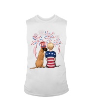 Fawn Great Dane Short Blonde Hair Woman 4th July Sleeveless Tee thumbnail