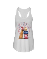 Fawn Great Dane Short Blonde Hair Woman 4th July Ladies Flowy Tank thumbnail