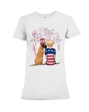 Fawn Great Dane Short Blonde Hair Woman 4th July Premium Fit Ladies Tee thumbnail